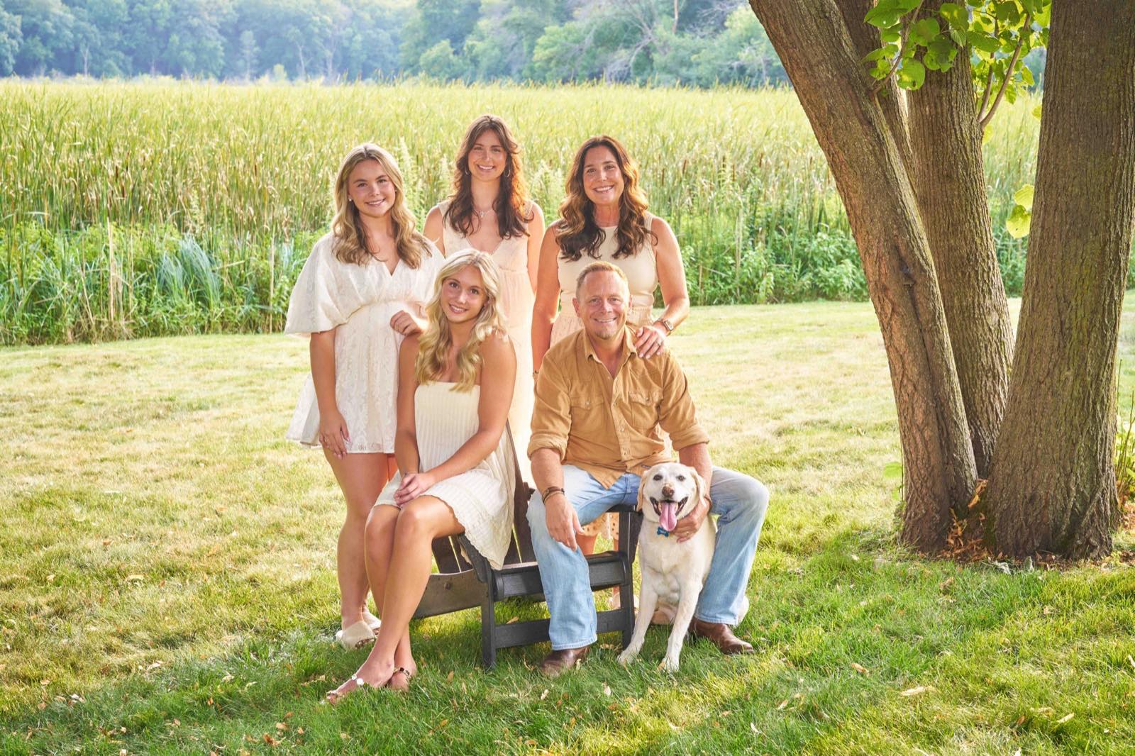 The Hatzung family together in their backyard